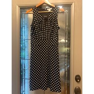 Liz Claiborne Womens Dress 12 Fit Flare Sleeveless empire waist Polka Dot